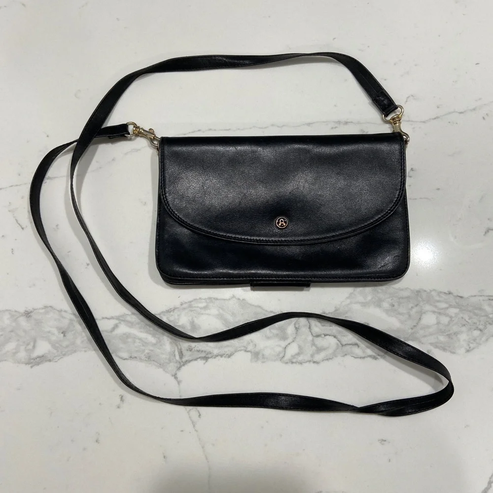 Genuine Leather Antonio Melani Vintage Black Crossbody Bag 🔥(Made in Italy) - Picture 2 of 7